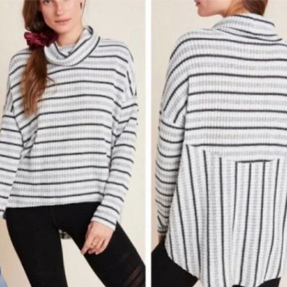 Saturday Sunday | Cowl Neck Striped Pullover Sweater Medium - Picture 2 of 8